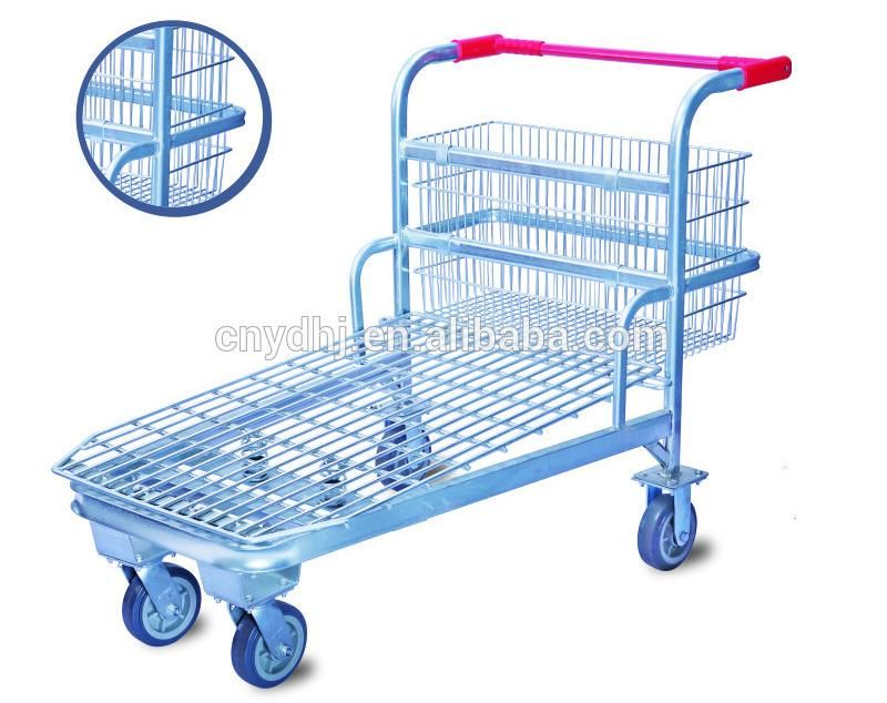 Factory Price Galvanized Shopping Cart Promotion Basket Supermarket Shop Trolley