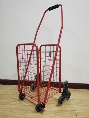 China Stainless Steel Food Shopping Supermarket Cart with Stair Climbing Wheels