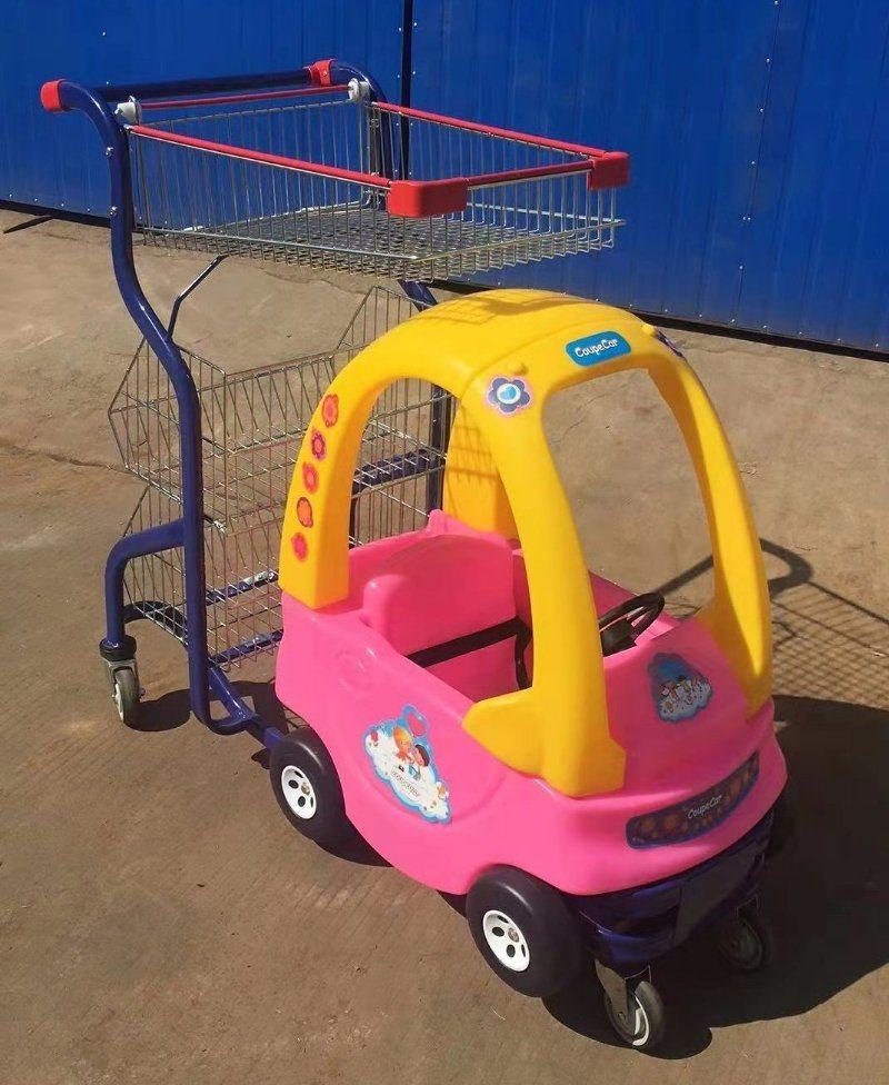 Child Plastic Shopping Trolley with Toy Car