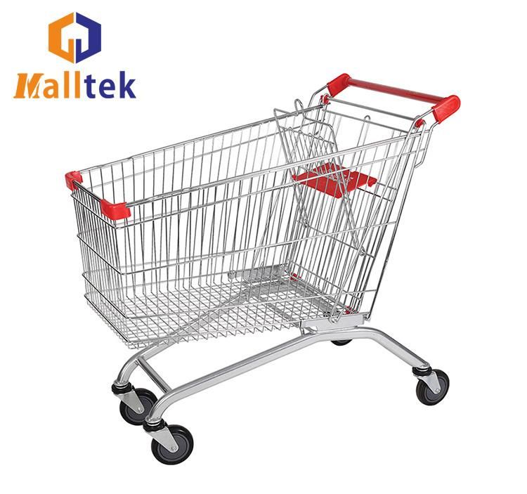 150L European Supermarket Shopping Trolley Cart with Four Wheels