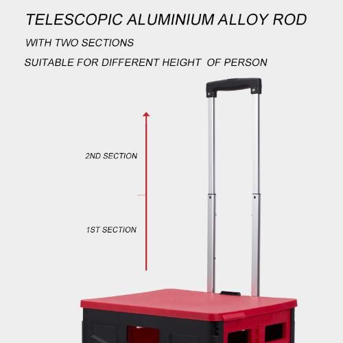 China Factory Direct Eco-Friendly Plastic Folding Trolley Grocery Cart with Lid & Wheels