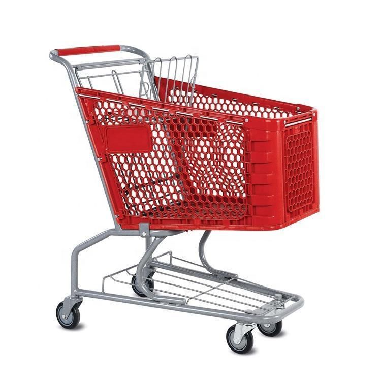 Factory Price Plastic Shopping Trolley Cart Supermarket Folding Trolley