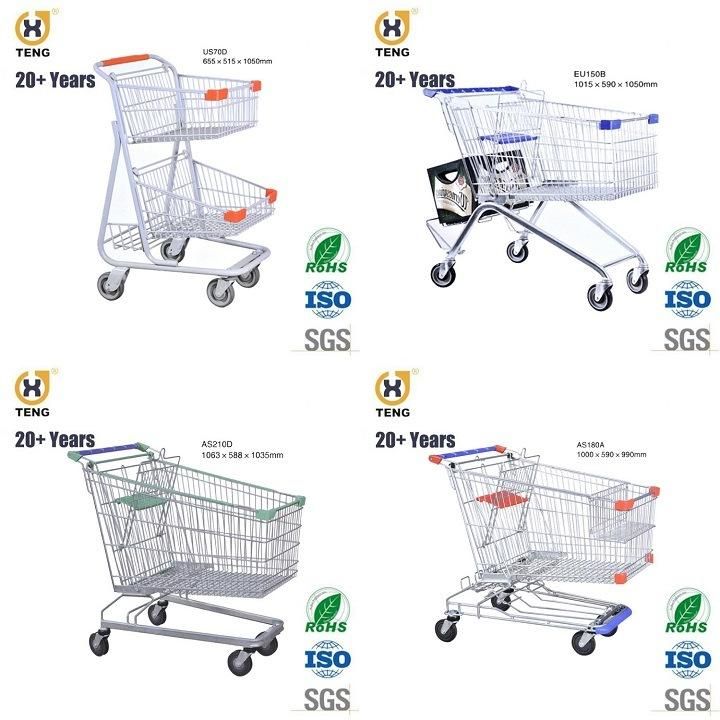 Au75A Australia Style Zinc Plated and Powder Coated Supermarket Shopping Trolley