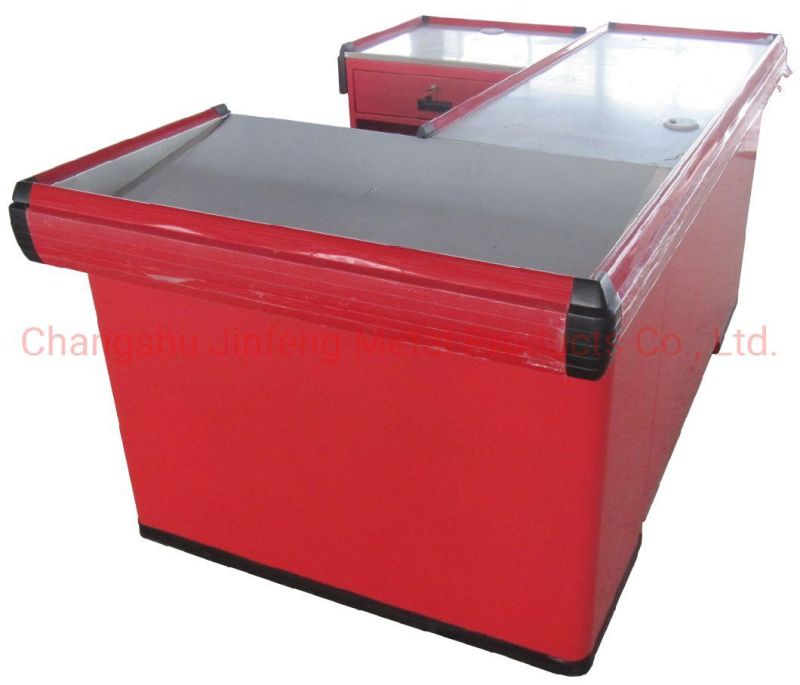 Supermarket Checkout Counter Customized Metal Cashier Table Jf-Cc-063