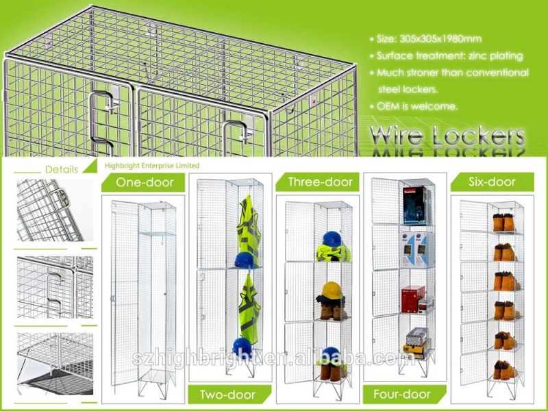 2 Doors Galvanized Cloth Cabinet Wire Mesh Locker