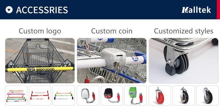 High Quality Grocery Retail Store Supermarket Shopping Cart with Coin Lock