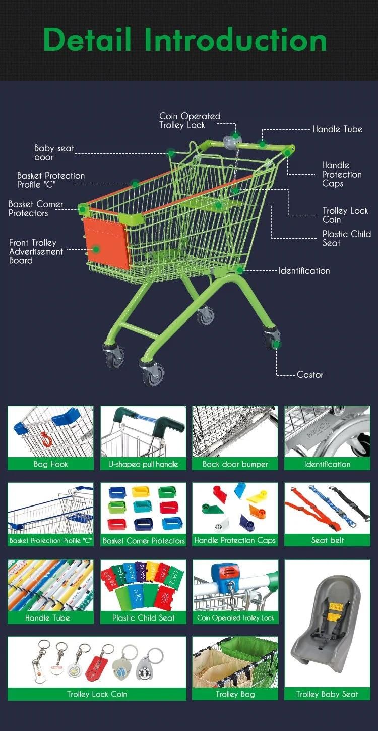 A Frame Metal Zinc Plated Shopping Cart for European Market