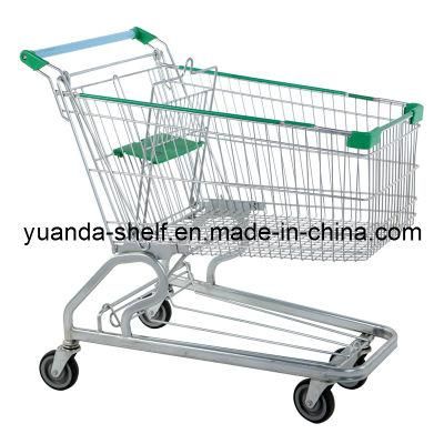 Metal Folding Shopping Wheeled Cart Trolley for Supermarket