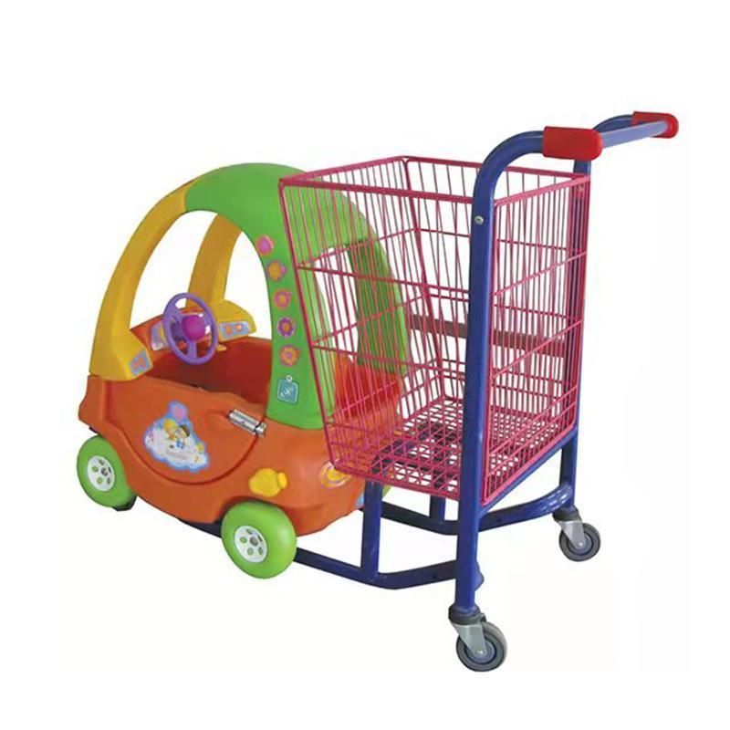 Good Price Supermarket Children Trolley Plastic Shopping Cart with Basket