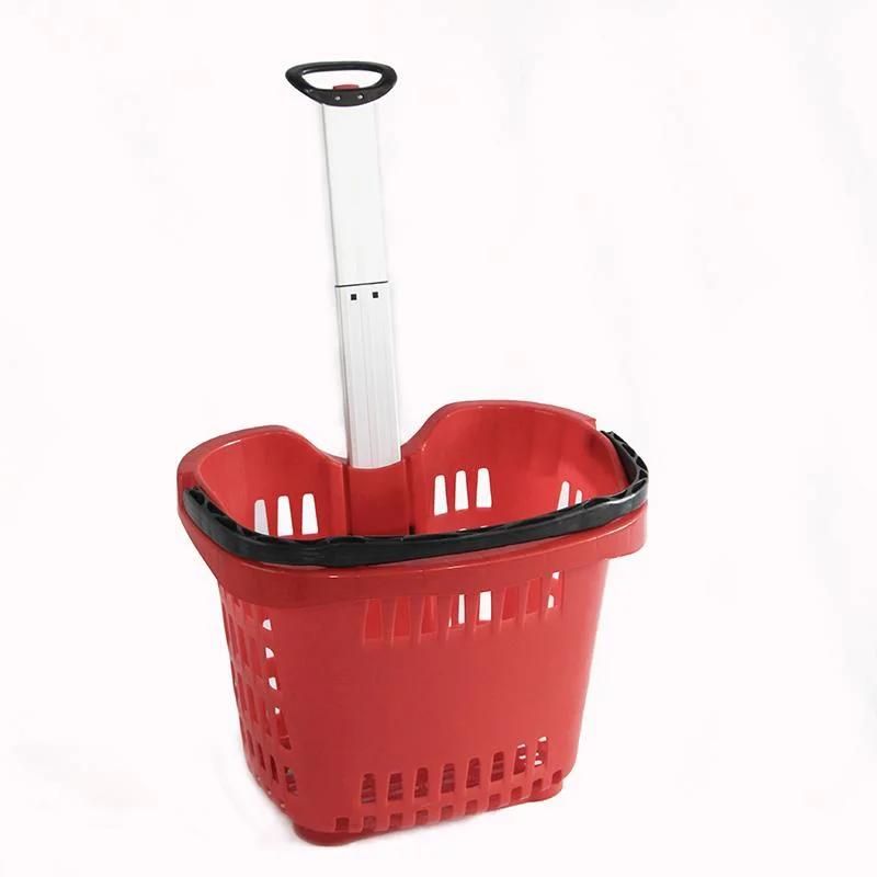 Sale Grocery Store High-End Supermarket Shopping Basket Rolling Plastic Basket