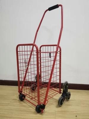 China Metal Large Capacity Fold up Shopping Cart with Stair Climbing Wheels for Seniors