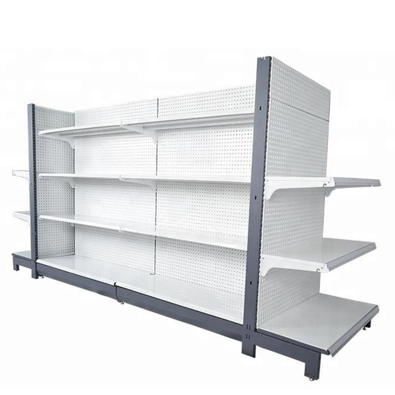 White Store Shelving Racks Metal Racks Supermarket Display Shelf