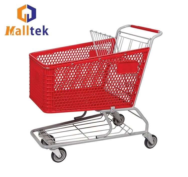 Serviceable Half Plastic Supermarket Unfolding Shopping Trolley Cart