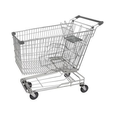 High Quality 100L Zinc Plated Shopping Asian Trolley with Anti-Theft