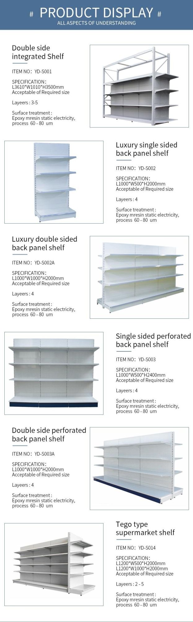 Convenient and Removable Single-Sided Back Net Supermarket Shelves