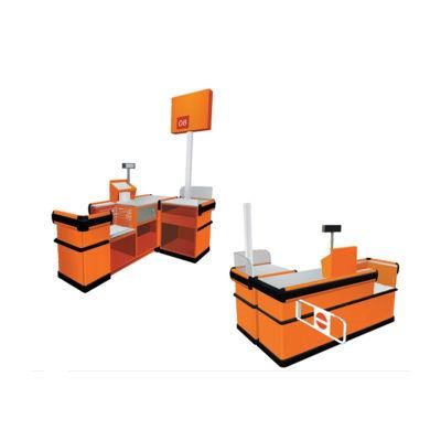 Customized Supermarket Stainless Steel Cashier Counter Retail Design Cashier Counter