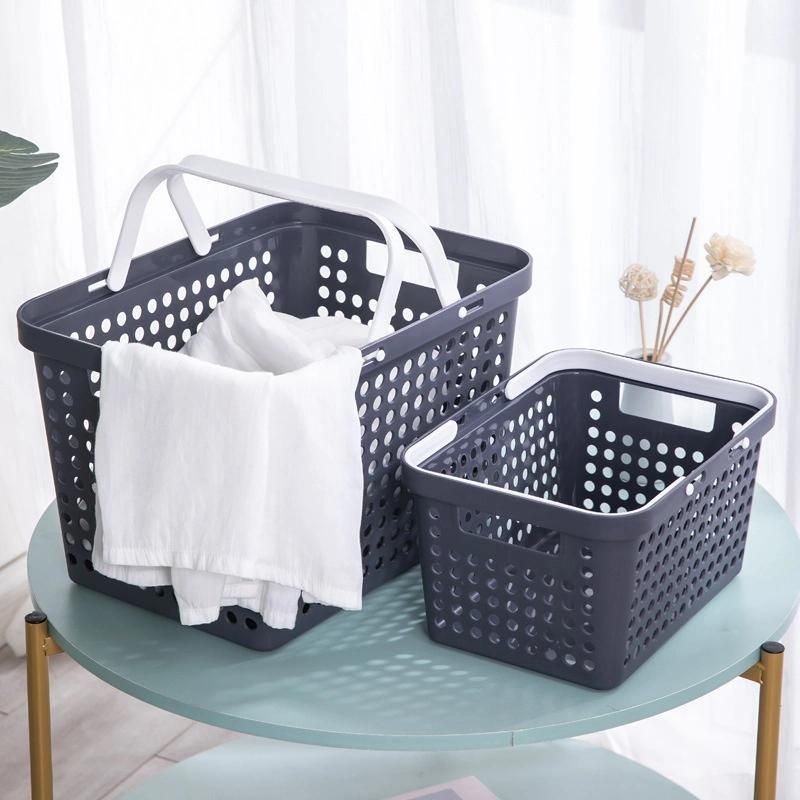 Plastic Hand Shopping Basket Supermarket Shopping Cart Foldable Storage Basket Portable Customized Logo Storage Box