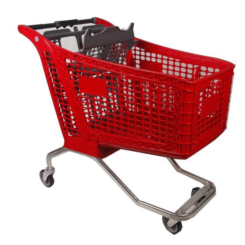 High Grade and Cheap Trolley Supermarket Plastic Shopping Cart Trolley