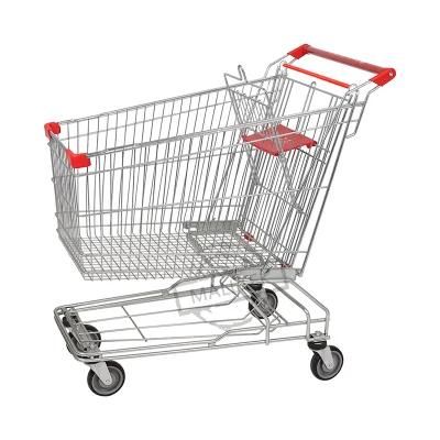 Unfolding Asia Supermarket Cheap Shopping Storage Cart Trolley with Coin Lock