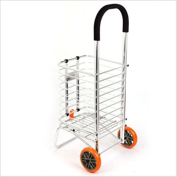 China High Quality Aluminum Grocery Shopping Carts Rolling Laundry Cart with Wheels