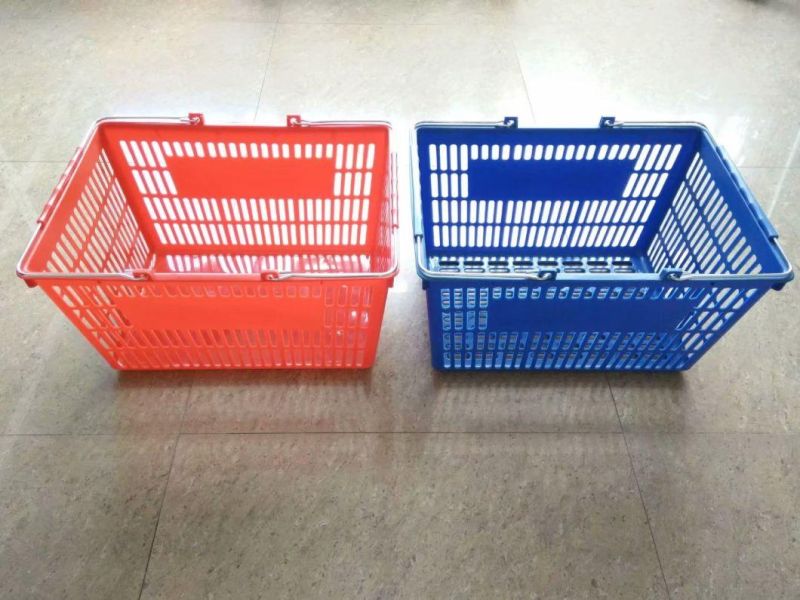 Double Metal Hands Plastic Shopping Basket (YD-B02)