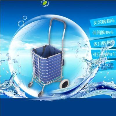 Foldable Aluminium Alloy Trolley Supermarket Hand Pull Collapsible Shopping Carts Bag with Wheels