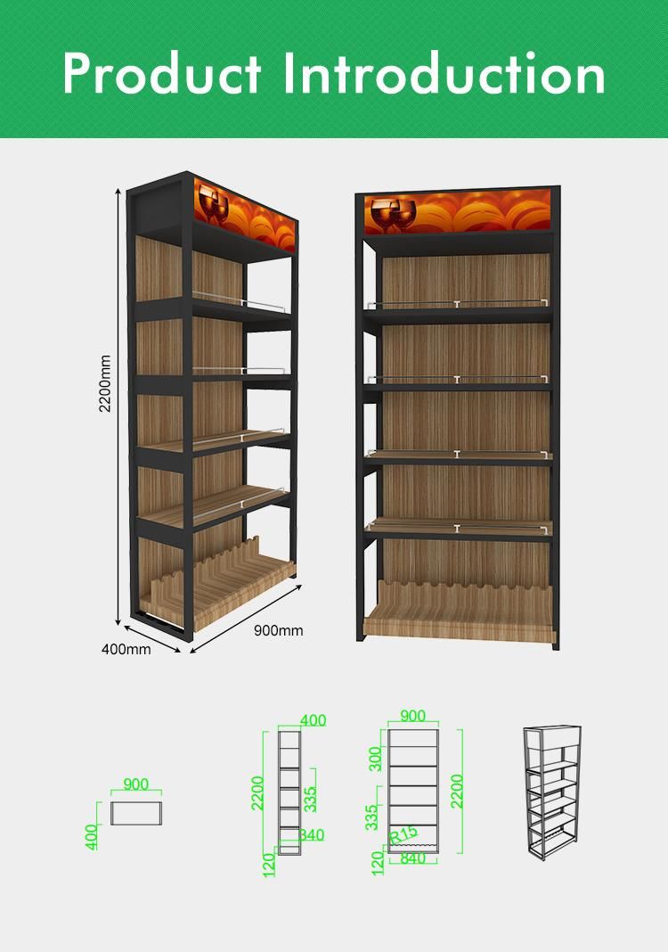 Supermarket Equipment Showcase Shelf and Metal Wine Rack