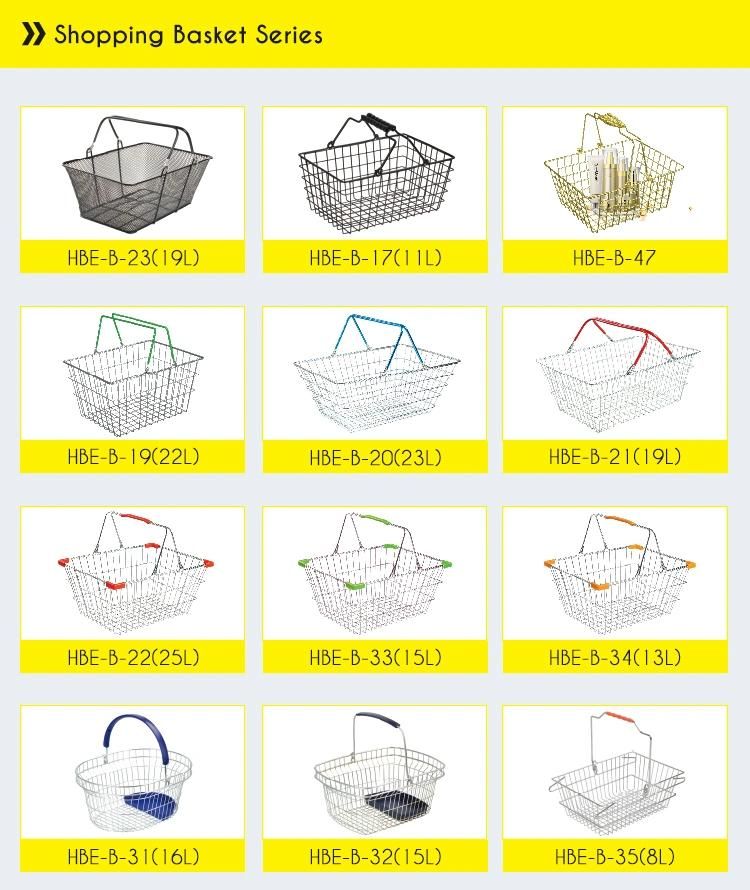 Double Handle Galvanized Steel Wire Hand Shopping Basket with Dipped Handle