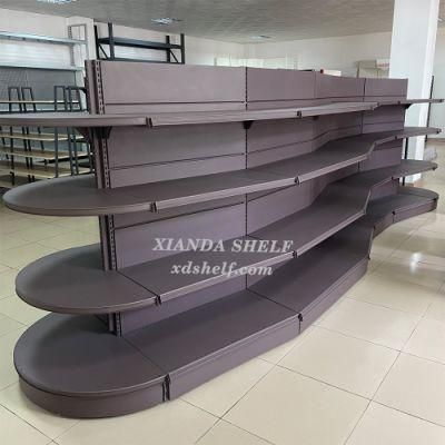 Wall Shelf Wood Supermarket Wine Gondola Shelving Rack Round Display Shelves