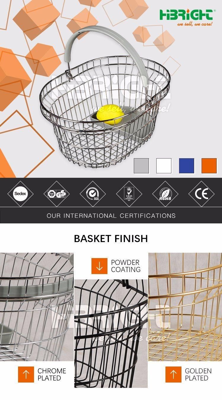 Metal Wire Baskets Shopping Oval Basket for Grocery Store