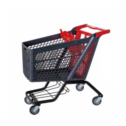 Enlarged Plastic Shopping Cart with Zincification Metal Underframe