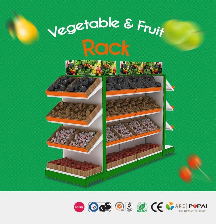 Supermarket Vegetable and Fruit Stand Rack Supermarket Metal Fruit and Vegetable Display Shelf