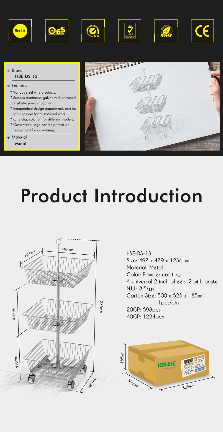 Toys Shop Storage Stand Display Exhibition Rack with Iron Baskets