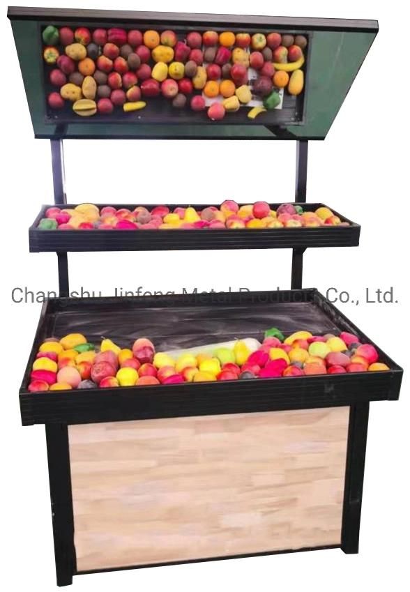 Supermarket Shelf Vegetable Display Rack with Mirror