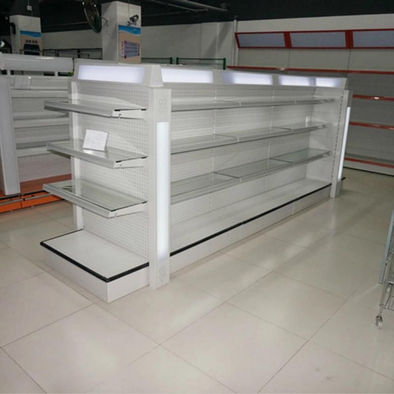 Supermarket Double Sided Metal Cosmetic Display Gondola Shelf