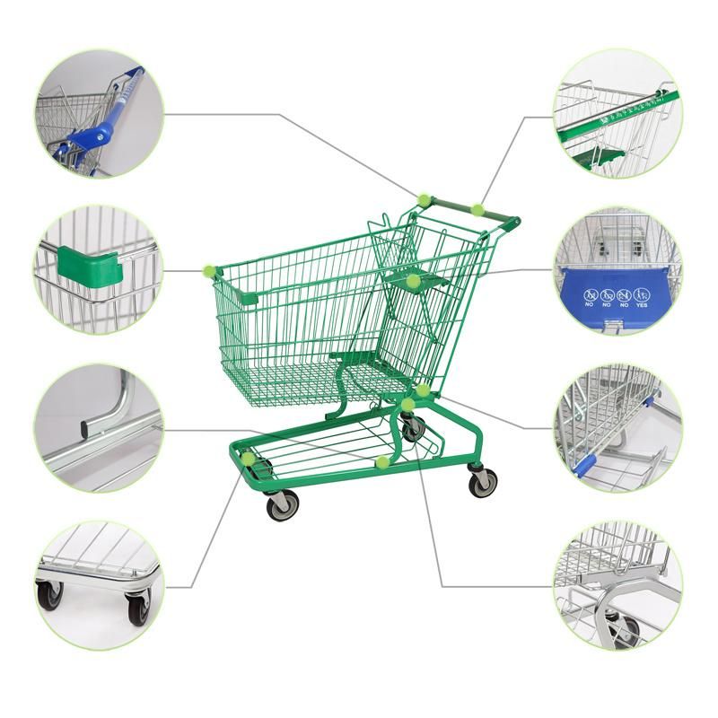 180L German Fashion Gray Scale Supermarket Shopping Cart (JS-TGE06)