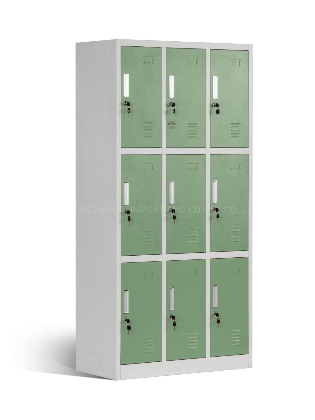 Office Use Green 9 Doors Lockers for Break Room / School Locker