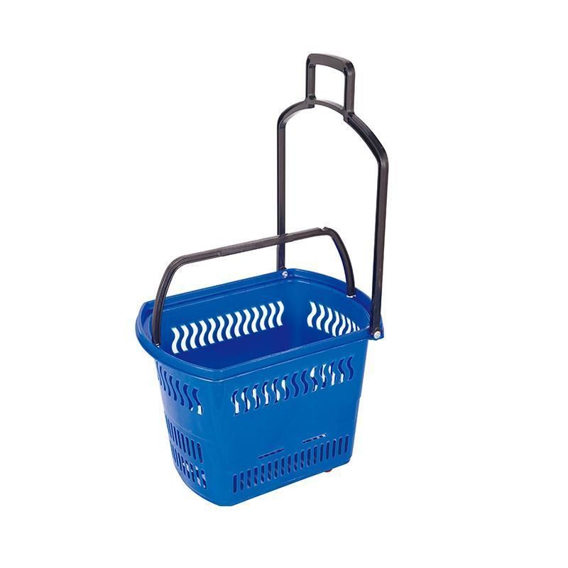 Wholesale Supermarket Portable Plastic Shopping Rolling Basket