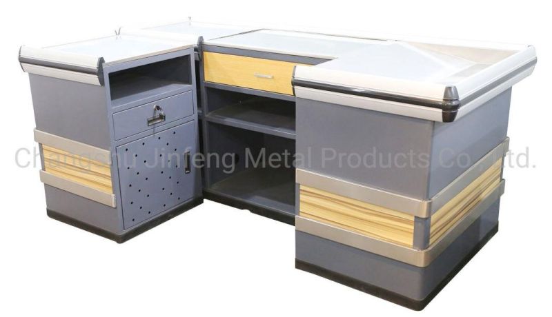 Supermarket Money Counter Metal and Wooden Checkout Counter