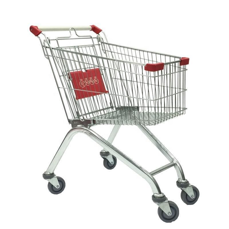 Grocery Shopping Cart with Four Wheels Supermarket Metal Shopping Trolley