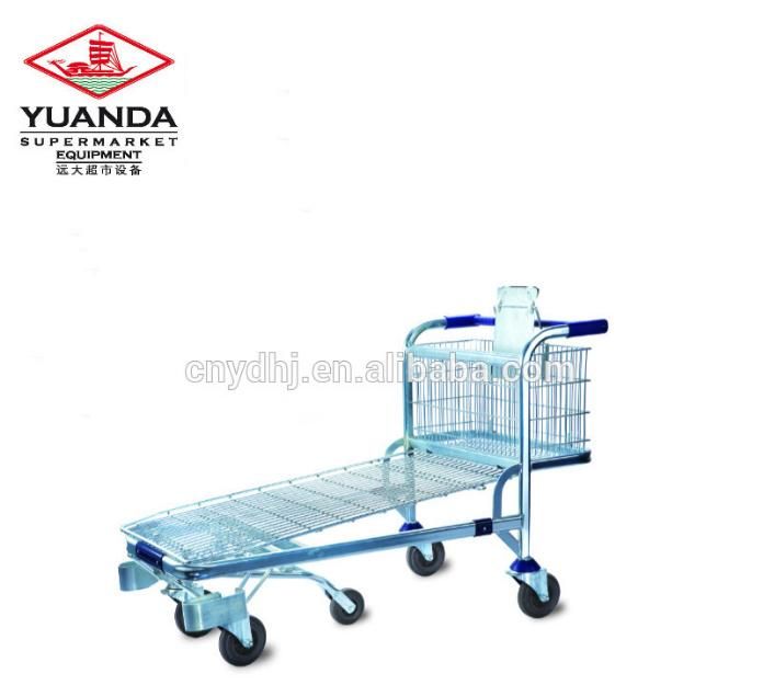 Low Price Promotion Galvanized Shopping Flat 5 Wheel Trolley