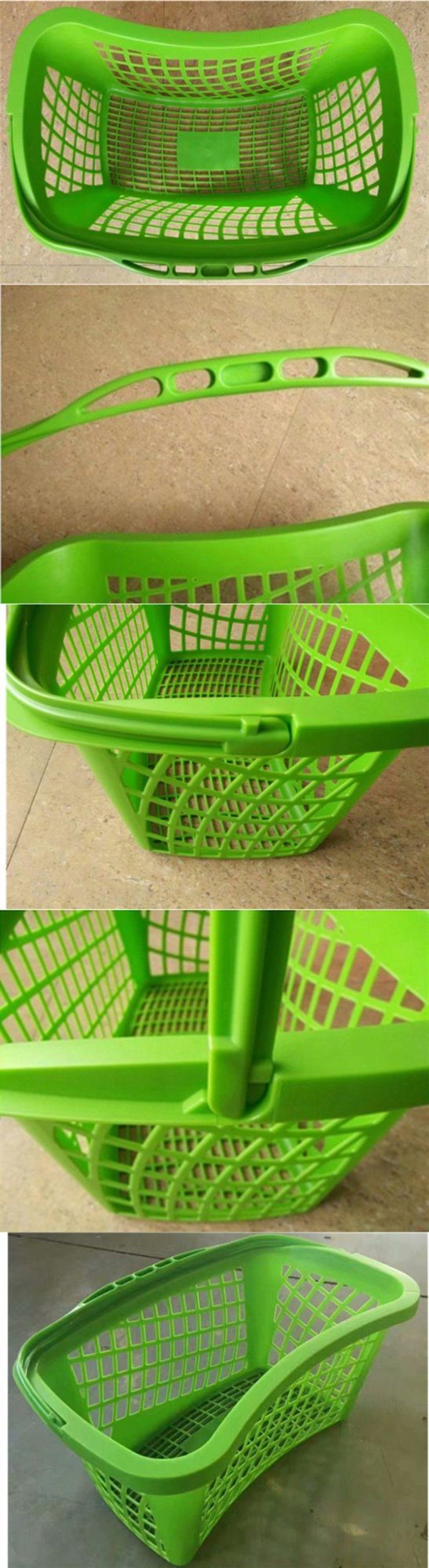 Wholesale Plastic Material Supermarket Basket Arc Plastic Handle Shopping Basket