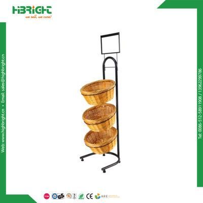 Metal Supermarket Display Stand Bread Round Basket Display Rack