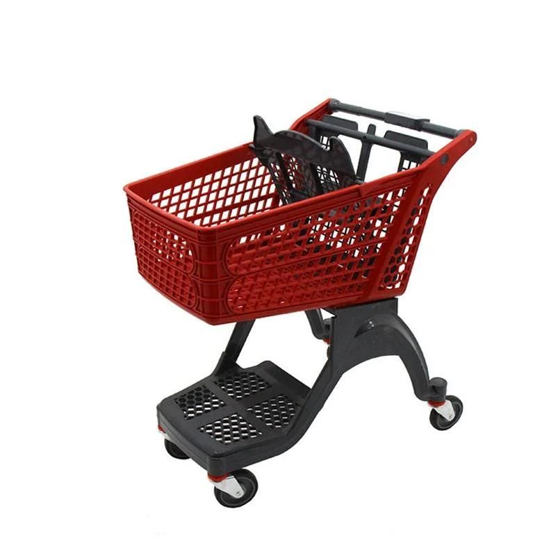 China Factory Store Hand Push Cart Supermarket Plastic Shopping Trolley