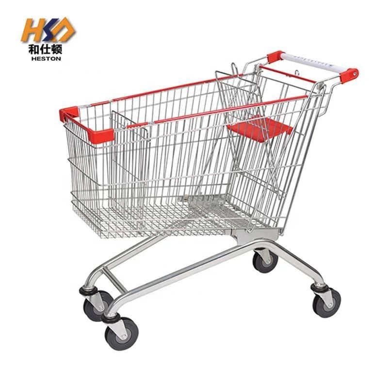 60-240L Supermarket Cart Metal Shopping Trolley with Baby Seat