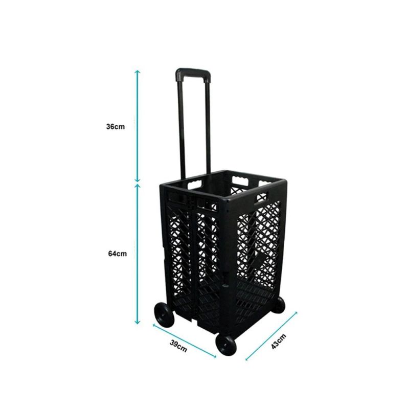 Wholesale Collapsible Plastic Mesh Crate Trolley Foldable Shopping Trolley