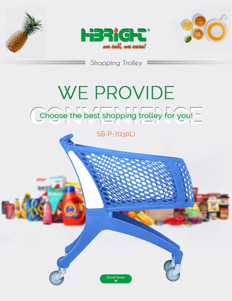 Colorful 130L Professional Manufacturer of Plastic Shopping Trolley