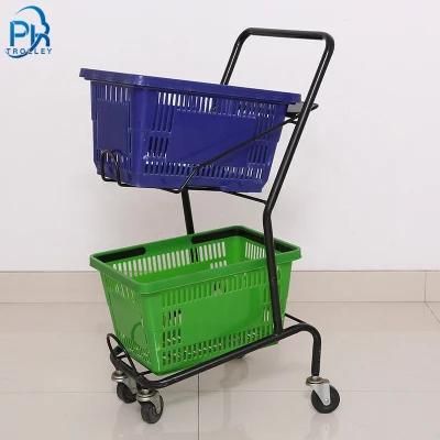 Japanese Double-Deck Supermarket Shopping Trolley Cart