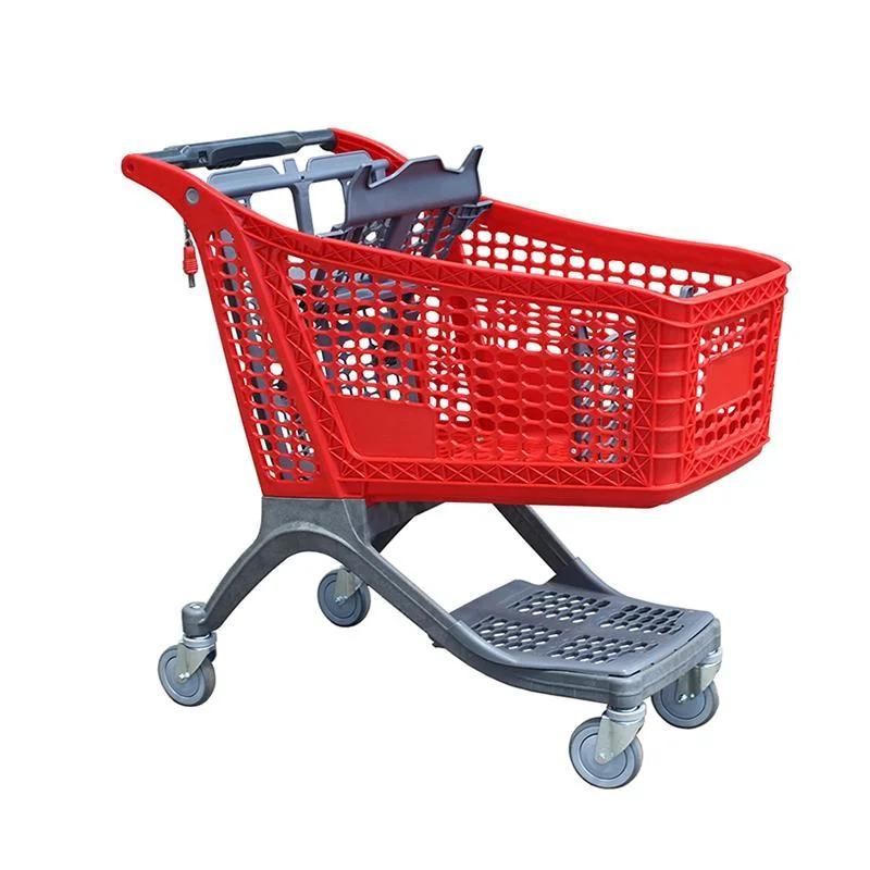 Wholesale Store Equipment Supermarket Shopping Trolley Cart with 4 Wheels