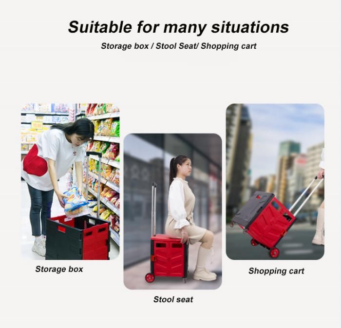 New Design Plastic Folding Shopping Cart Trolley Bags Supermarket